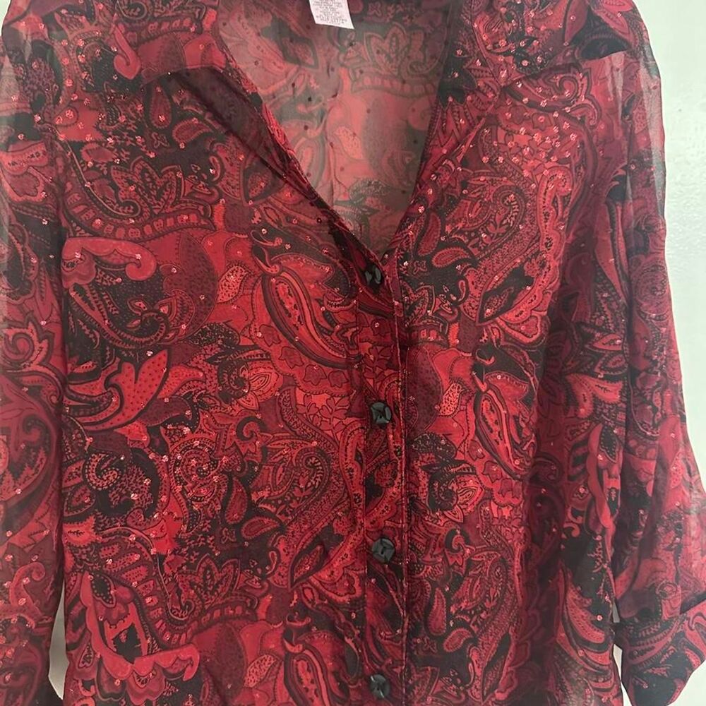 Glance Women's Red and Burgundy Blouse